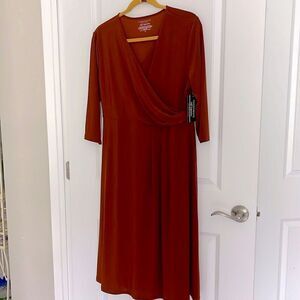 Investments Petite Soft Seperates Faux. Draped Wrap Dress